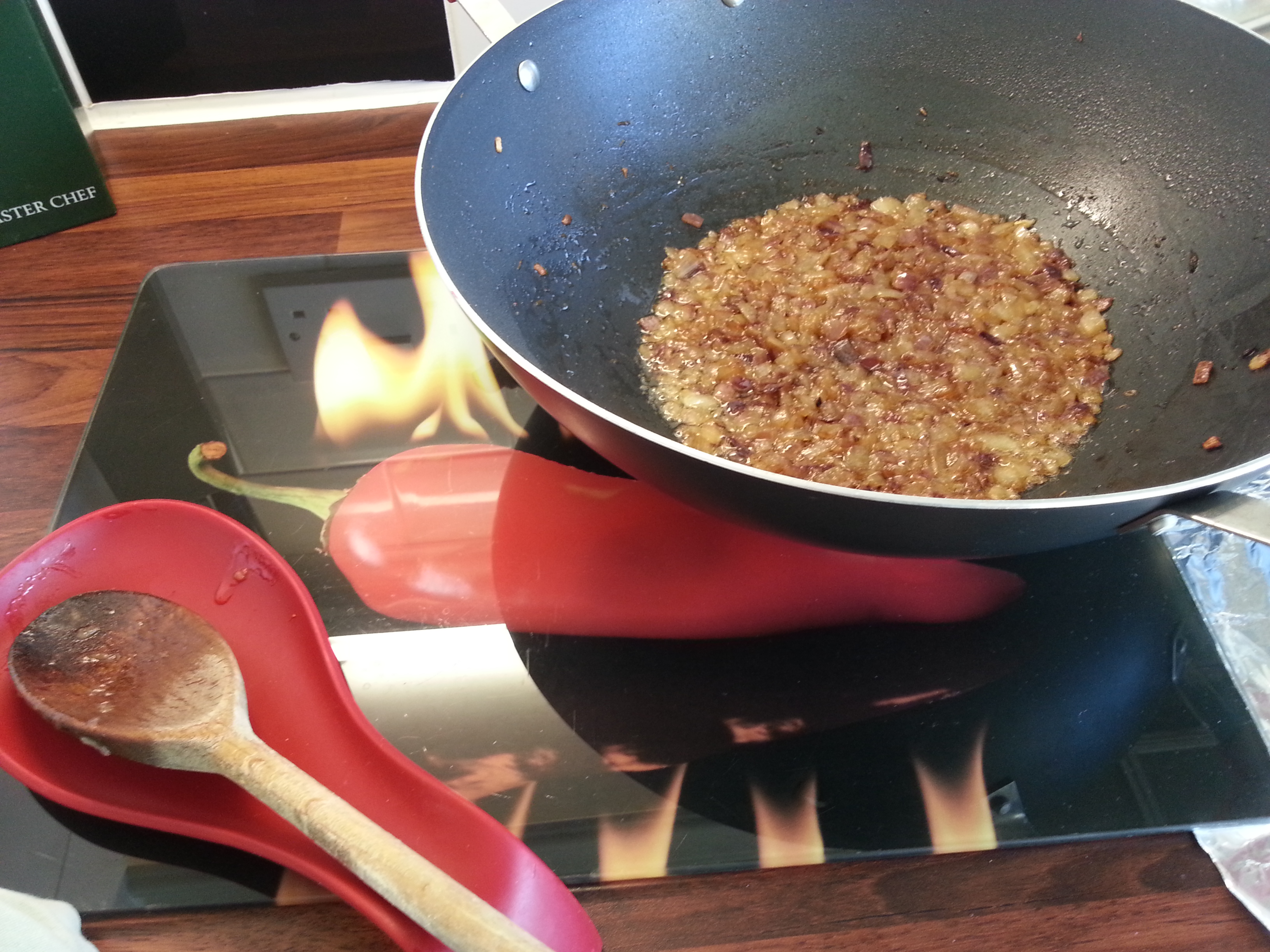 Onions frying in pan