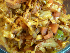 finished carrot, sprout and cabbage